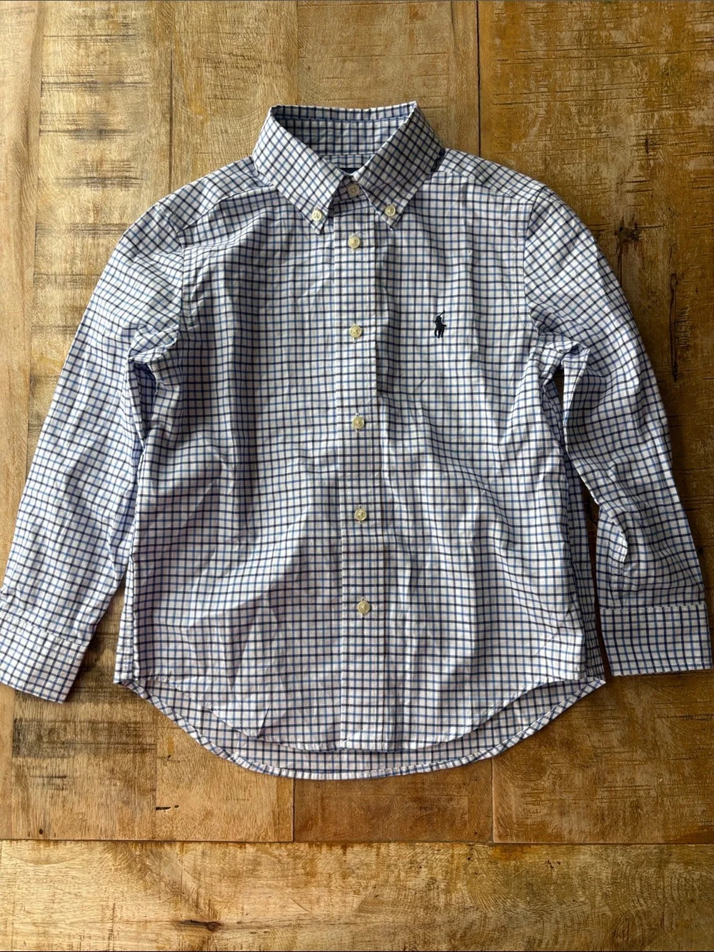 Ralph Lauren White and Blue Windowpane Shirt size 5